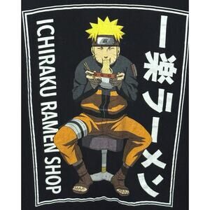 Naruto Ichiraku Ramen Shop Graphic Black T-Shirt Short Sleeve Medium